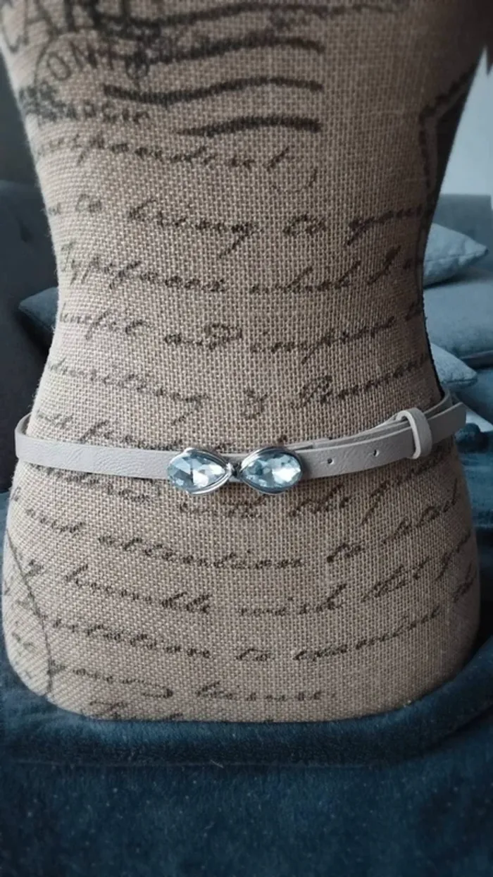 Ceinture beige noeud  argenté  80 cm - photo numéro 2