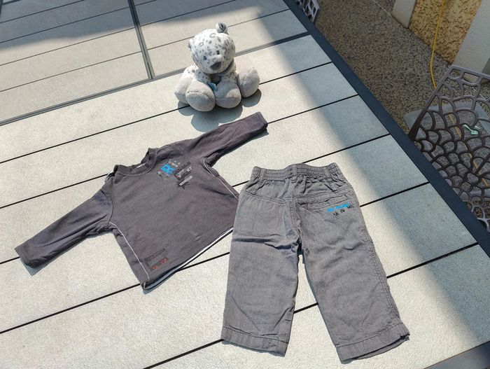 Ensemble garçon gris jean Bourget 9 mois - photo numéro 2