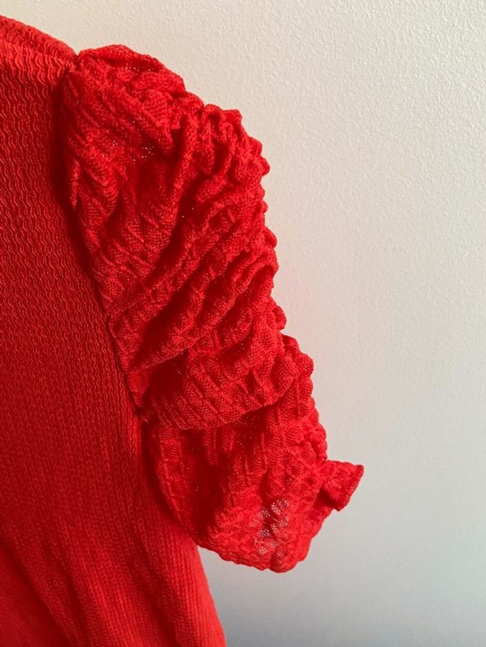 Blouse rouge Mango manches courtes longueurs blouse taille S neuf avec étiquette longueur 58 cm - photo numéro 3