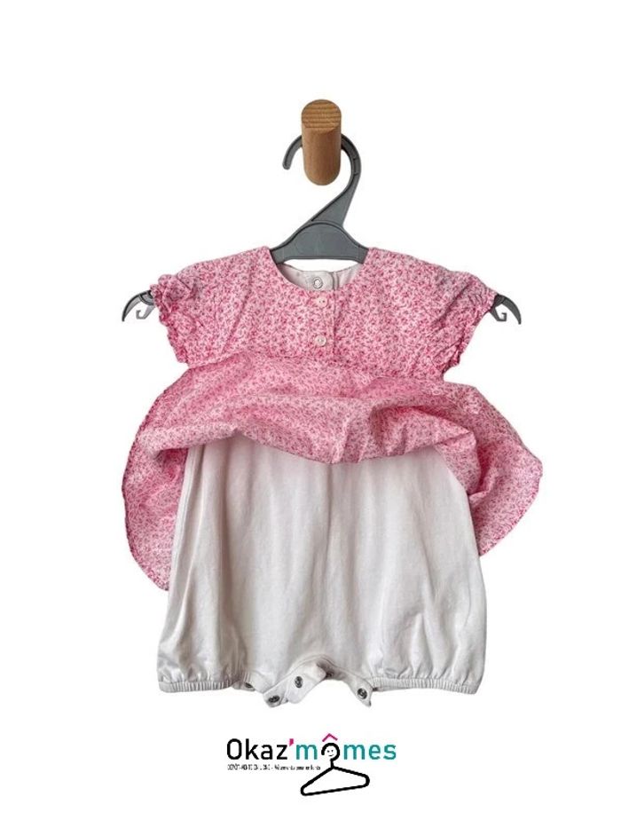 Combinaison courte effet "2 en 1" (robe + bloomer) motif liberty - 3 mois - photo numéro 2