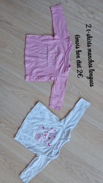 2 t-shirts manches longues 6mois 