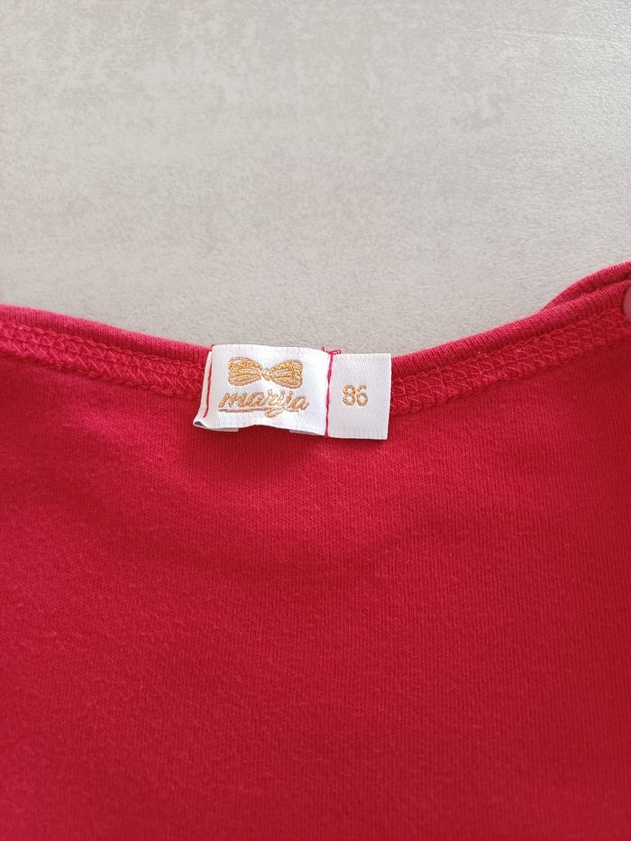 Body manches longues rouge bordeaux à volants 18-24 mois très bon état - photo numéro 6