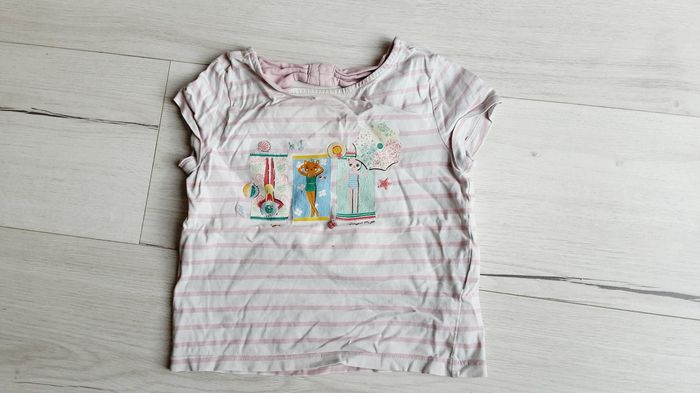 Vêtement fille tee-shirt manches courtes rayé rose et blanc Sergent Major 4 ans