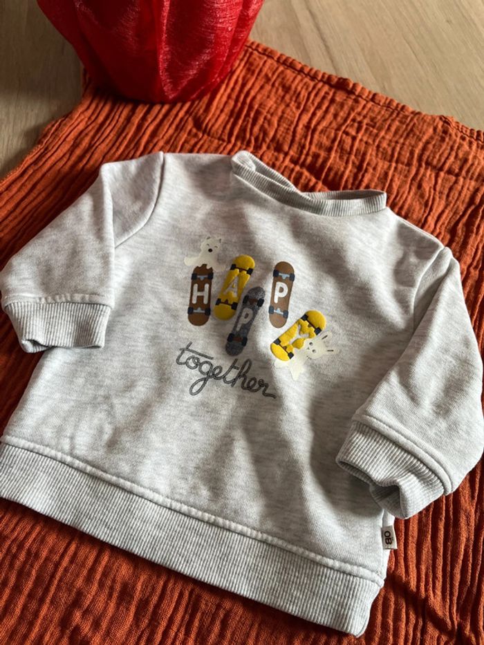 Sweat gris obaibi 3mois 59cm - photo numéro 2