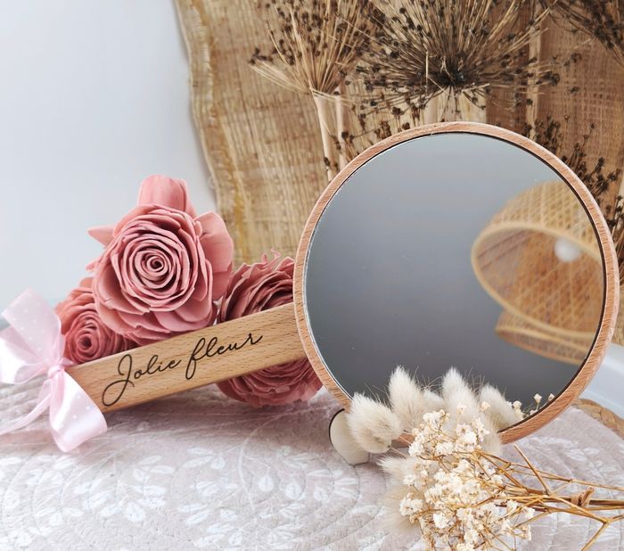Joli miroir "Jolie fleur" en bois - photo numéro 6