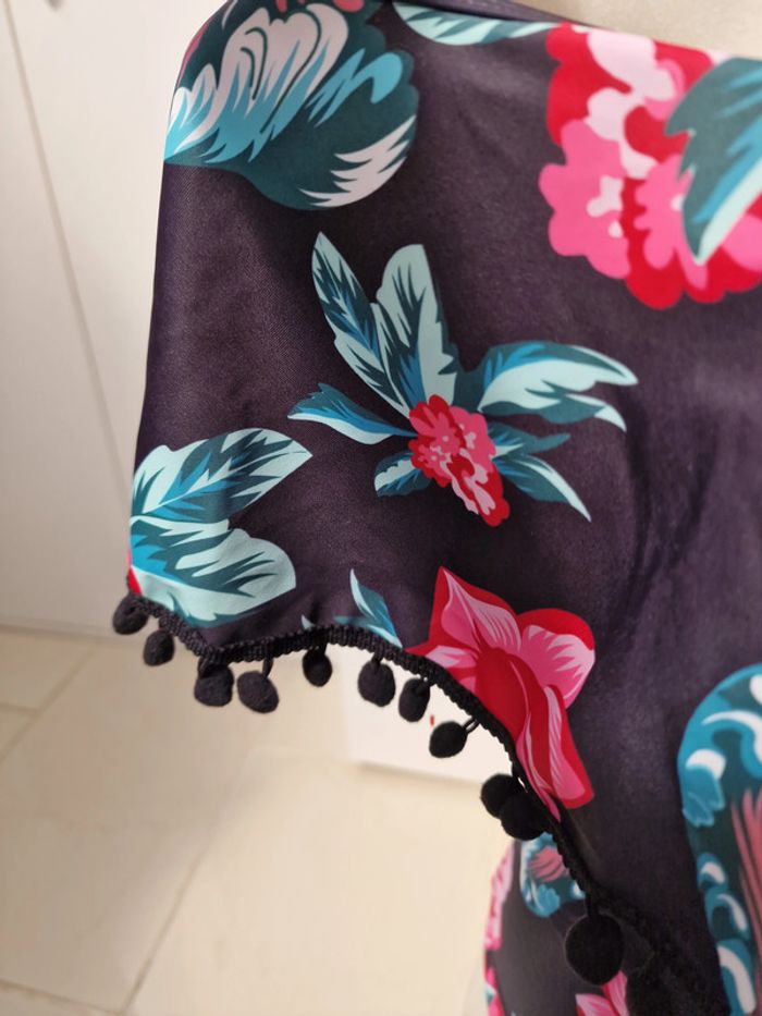 Maillot de Bain Tankini Une Piece Col Bateau Pompons Fleurs Taille 2XL 48 - photo numéro 12