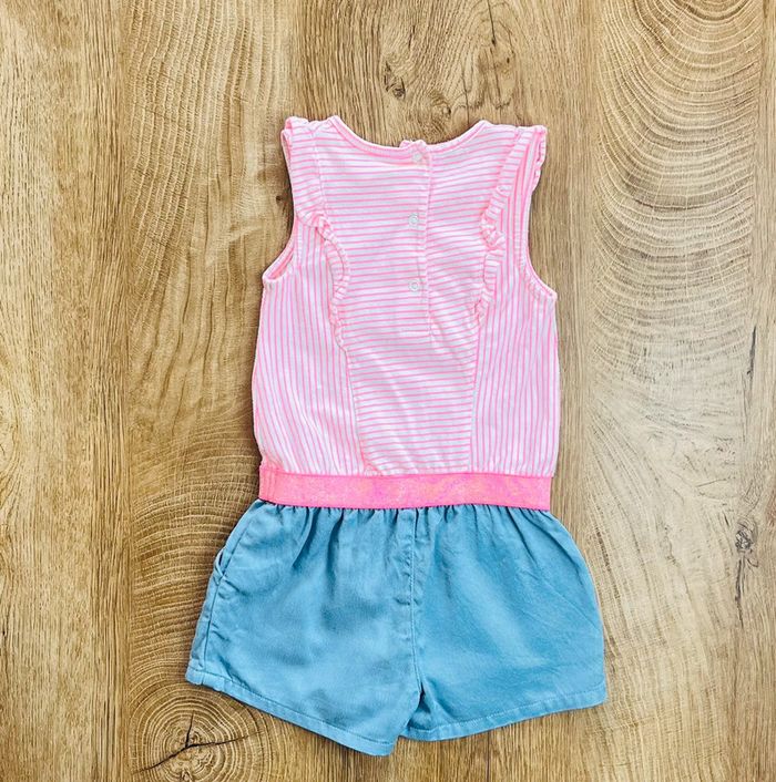 Ensemble/combishort bleu et rose Lulu Castagnette, petite fille 24 mois - photo numéro 2