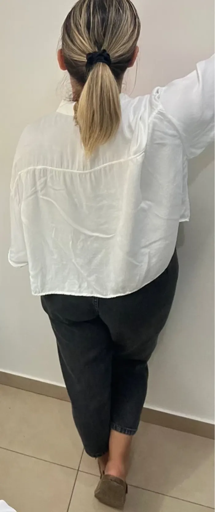 Chemise courte Zara ample blanche Taille M et plus - photo numéro 8