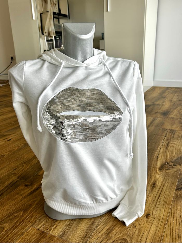 Sweat à capuche blanc S