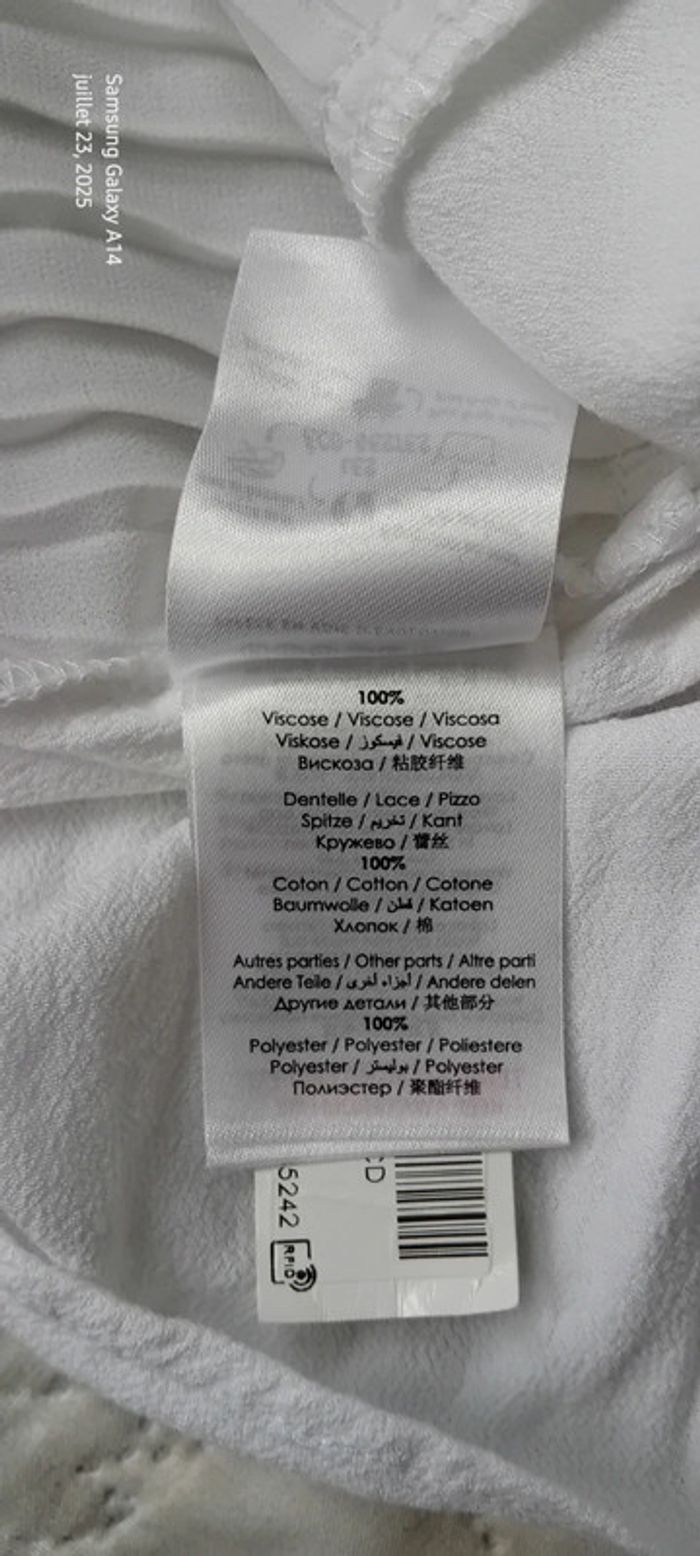Blouse légère manches pagodes 3/4 avec plis et dentelle blanche femme S bonibo - photo numéro 17