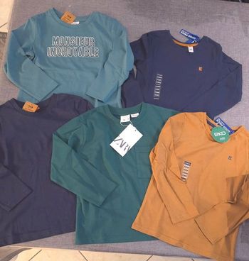 (Neufs non portés)🏷🤩 💙SUPERBE   lot Tee-shirts ml 4ans Garçon 💙😍🤩