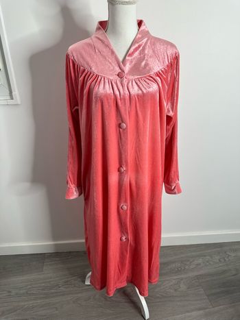 Robe de chambre peignoir long en velours corail et argenté Vintage T42/44 XL/XXL