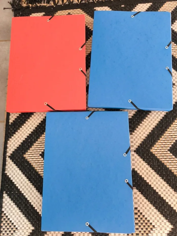 Lot de 3 chemises cartonnées – Bleu & Rouge – Neuf