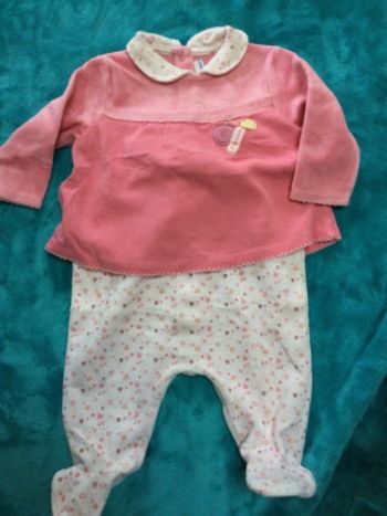 pyjama grenouillère  p tit bisou  3 mois neuve velours