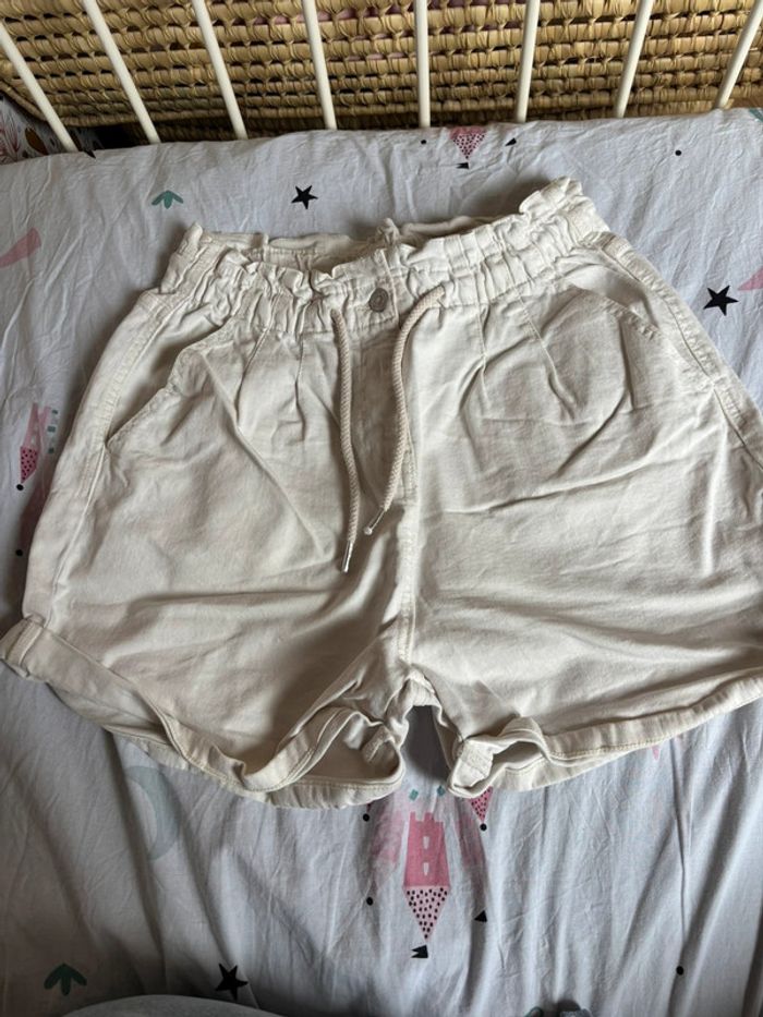 Short en jean beige taille haute 38