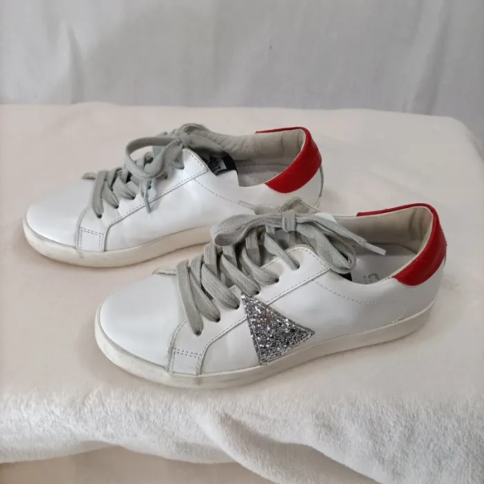 Basket Sneakers Basalt -Taille 36 - Blanches et Rouges Paillettes LE - photo numéro 4