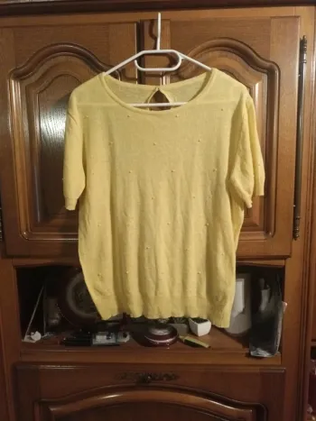 Tee-shirt en acrylique et lin taille 42