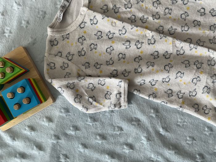 pyjama grenouillère en velours blanc motifs éléphants ouverture devant 6 mois chocolatine - photo numéro 6