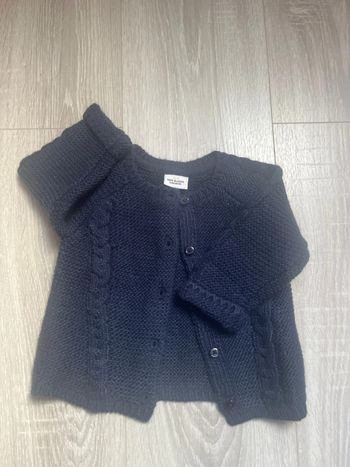 Gilet laine chaud mixte bleu marine 6 mois
