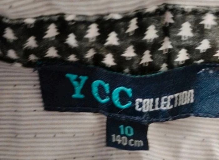Chemise manches longues grise à rayures et points YCC taille 10ans - photo numéro 3