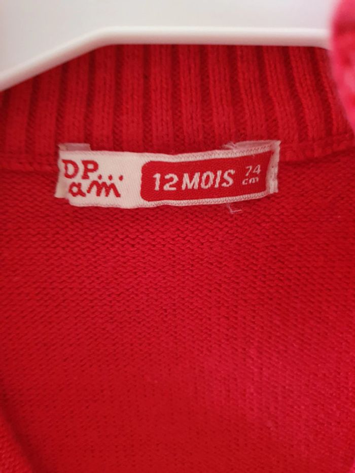 Gilet rouge zippé dpam 12 mois - photo numéro 2
