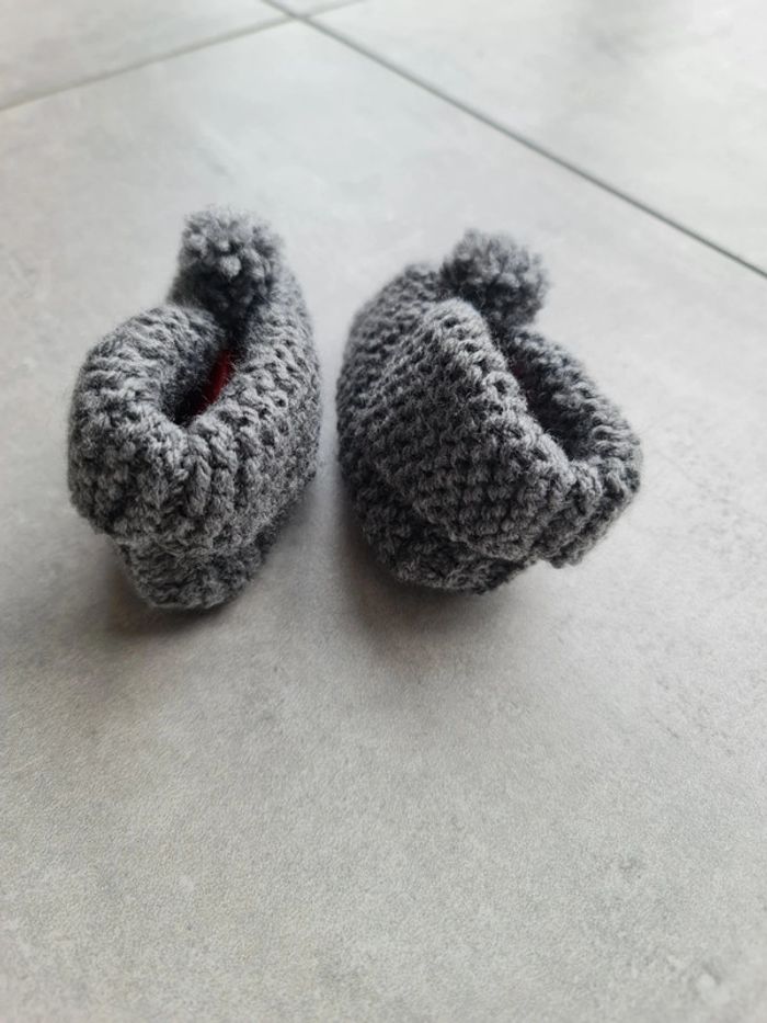 Chausson bébé en laine maternité 6-9 mois - photo numéro 5