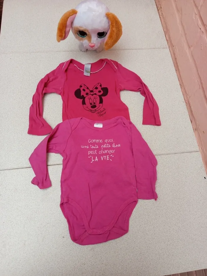 Lot de 2 bodies longue manche fille 12mois