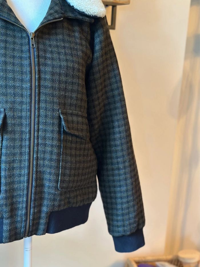 Veste teddy à carreaux en laine Monoprix Premium – Taille 42 - photo numéro 7