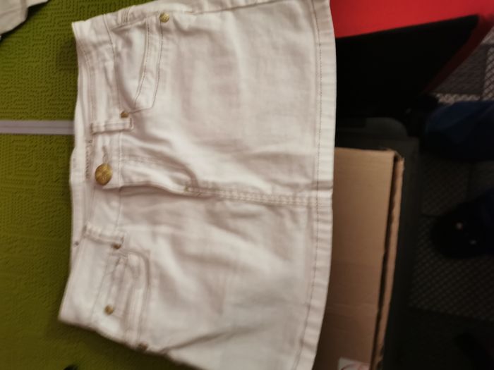 Jupe "blanc cassé et doré" 5 poches et élasthanne - photo numéro 3