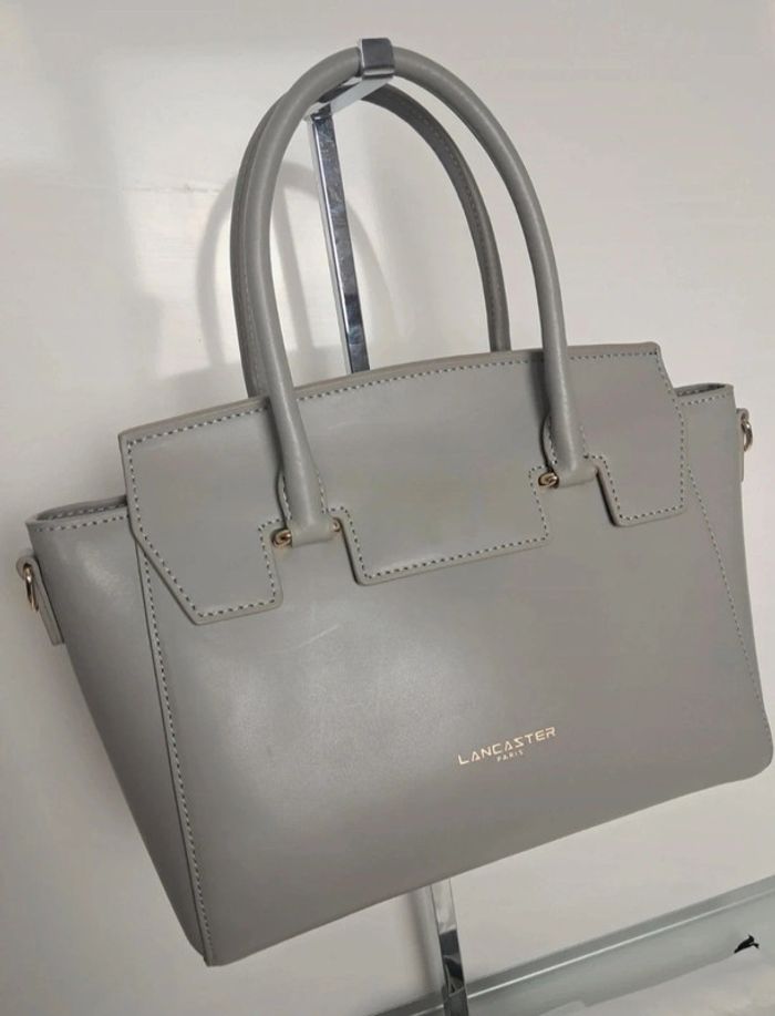 Lancaster sac à main sacoche porte document cabas bandoulière en cuir gris été neuf - photo numéro 2
