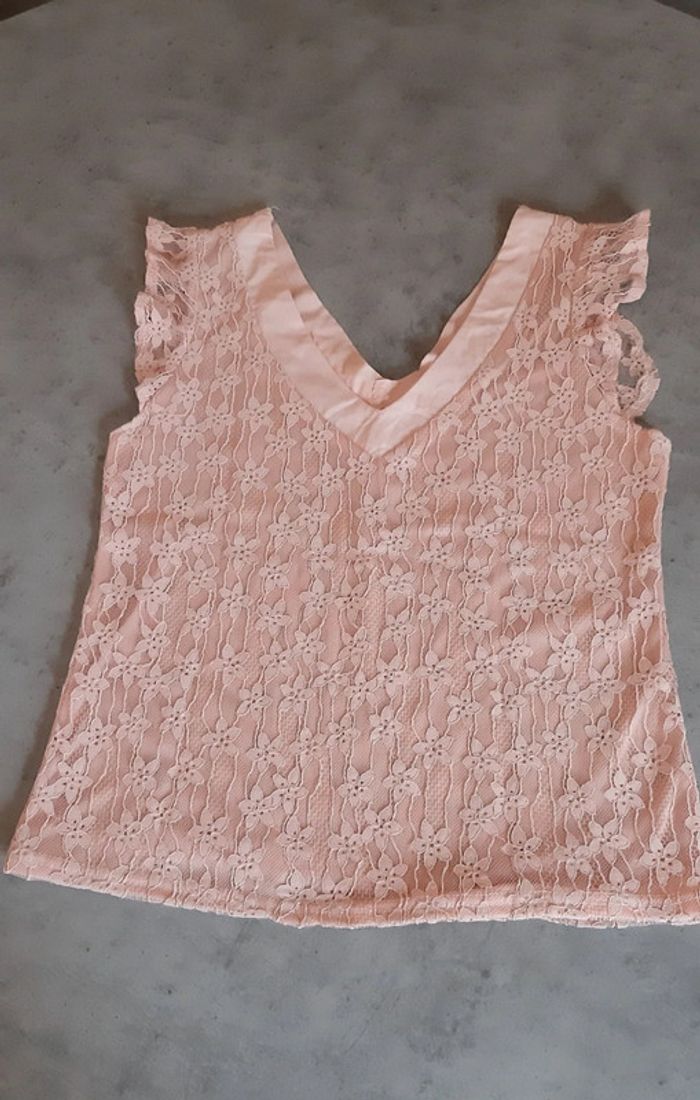 Haut été féminin dentelle rose - photo numéro 3