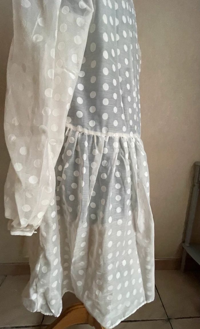 Robe organza écru jacquard à pois neuve t M - photo numéro 10