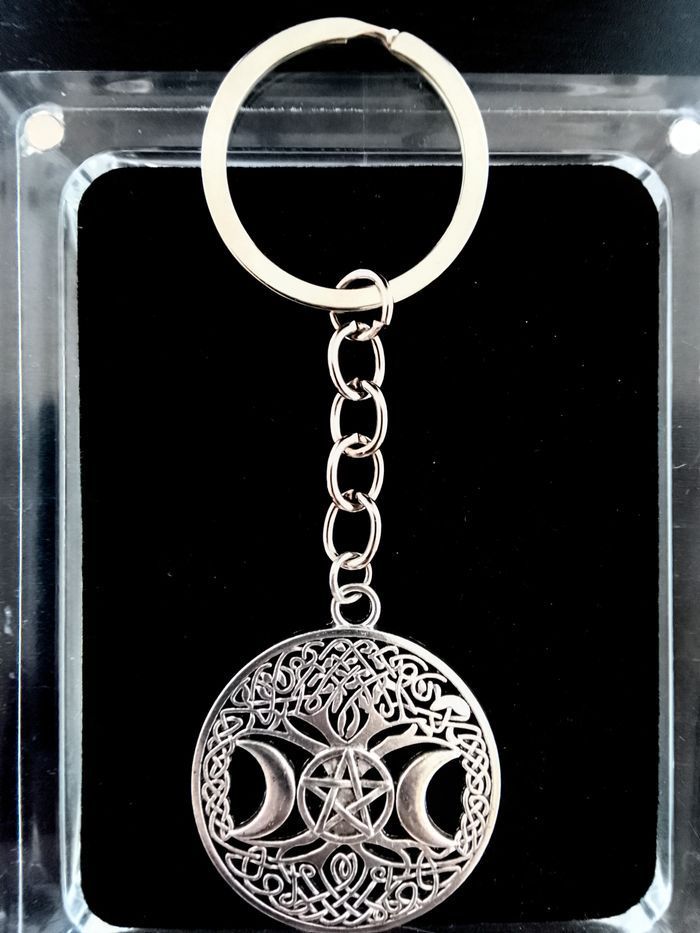 Porte-clés croissant lune, pentagramme, arbre de vie - photo numéro 3