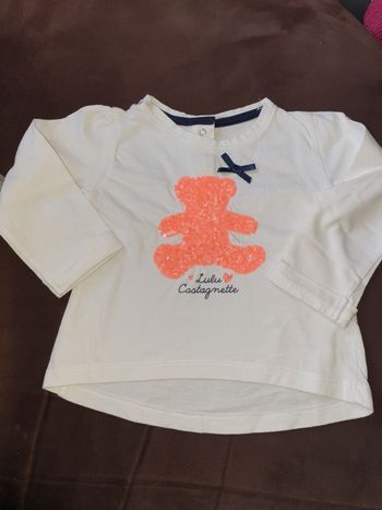 T-shirt Manches longues blanc Lulu Castagnette 18 mois