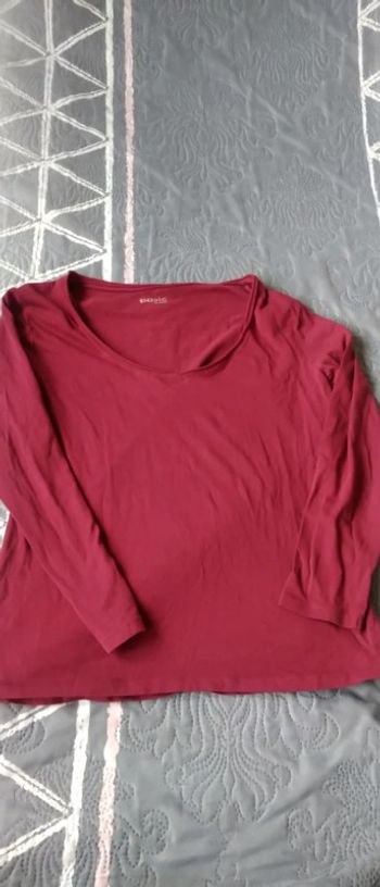 Haut basique col V framboise femme L mim