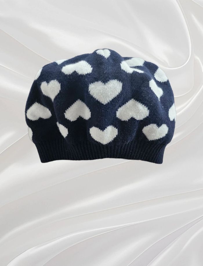 Bonnet bleu marine coeur fille 50 cm - photo numéro 2