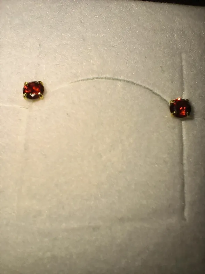 Boucles d'oreilles (puces) rouge et doré - photo numéro 2