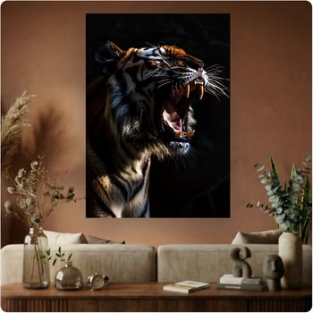 #80 Affiche “Tigre Rugissant” poster animal sauvage déco murale cinéma impression A3 Sans cadre