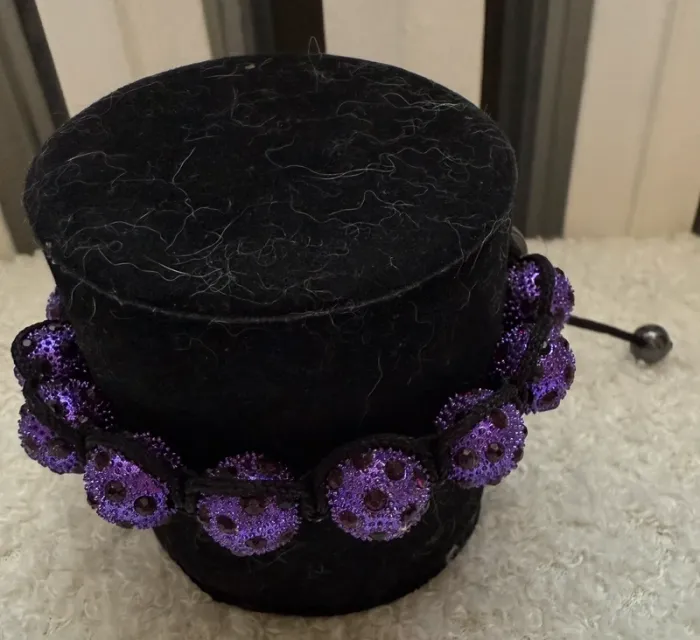 Bracelet réglable violet noir shamballa - photo numéro 2