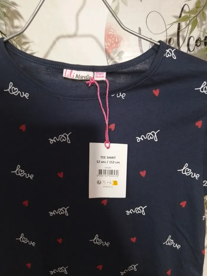 tee-shirt LOVE taille 12 ans - lili marelle - photo numéro 3