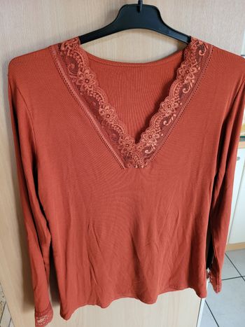 Haut côtelé dentelle femme 