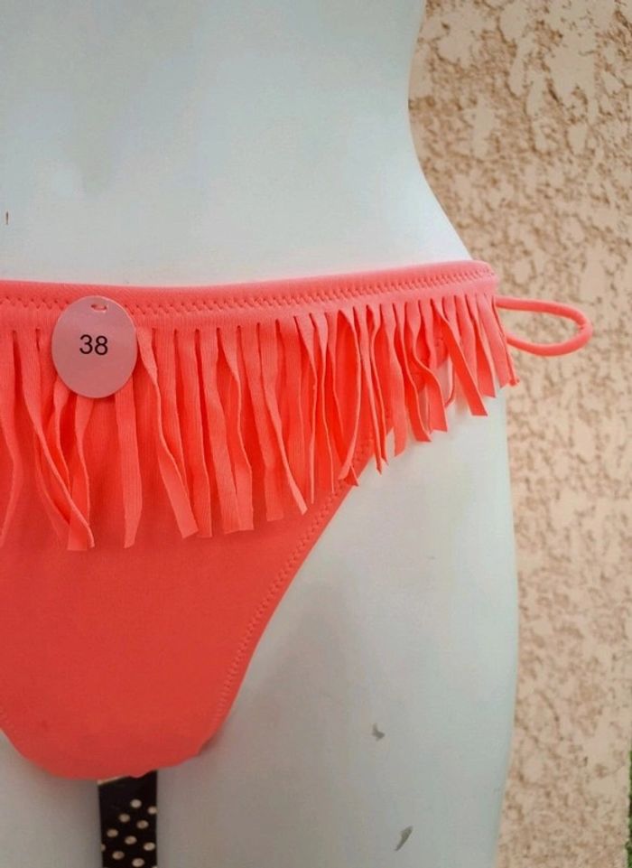 Culotte bas de maillot de bain orange fluo frange 38 - photo numéro 2