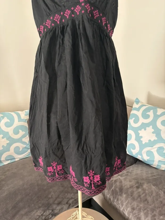 Robe noire 100% coton style bohème - taille 36/38 - photo numéro 5