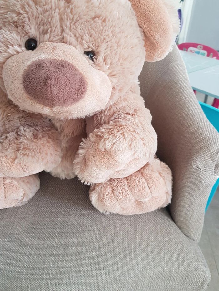 Grand ours en peluche beige tout doux - photo numéro 4