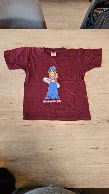T shirt à manches courtes mauve/bordeau B&C, 7/8 ans, nickel