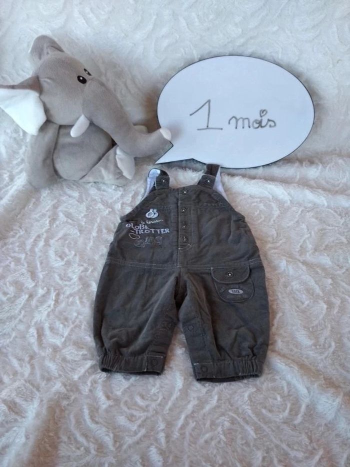Salopette doublée velours Garçon 1 mois Hérisson Globe trotteur 100% coton