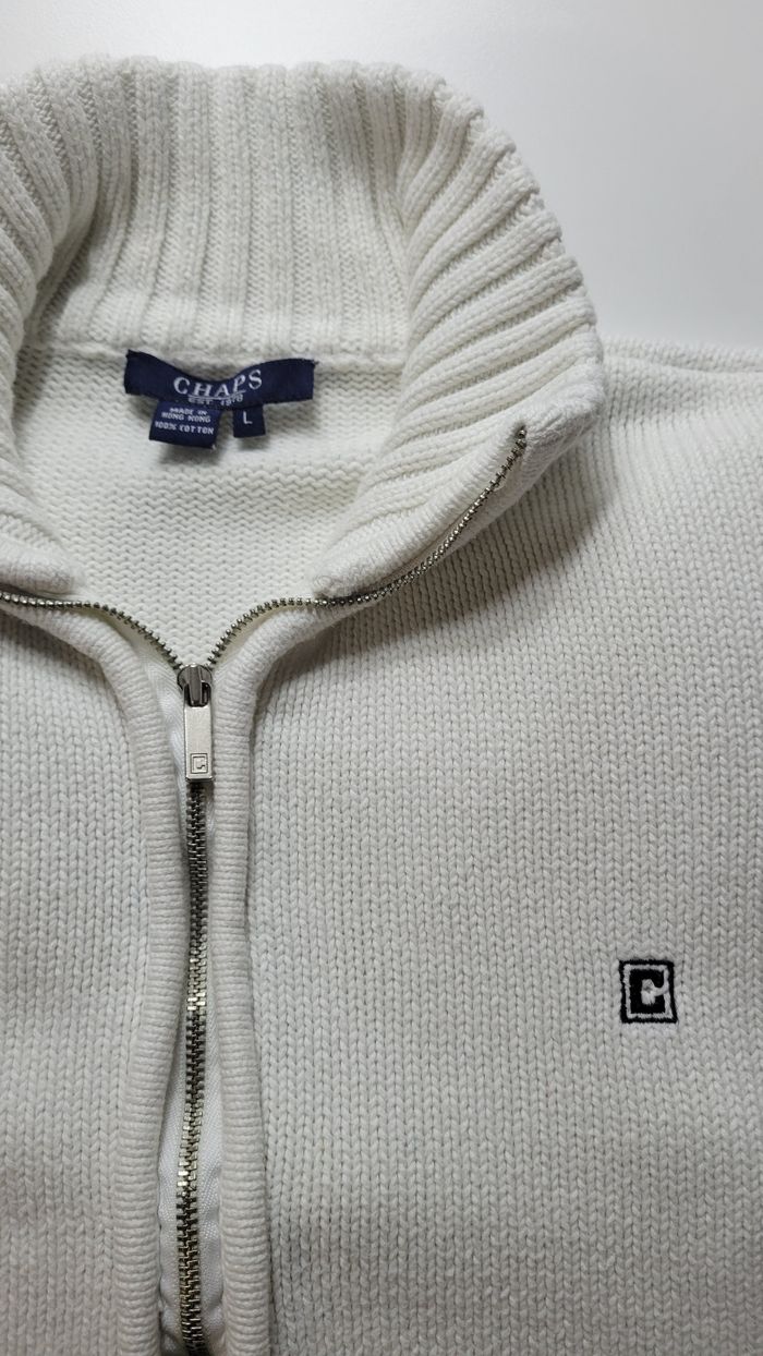 Sweat zippé blanc Chaps – Taille L – excellent état – logo brodé - photo numéro 2