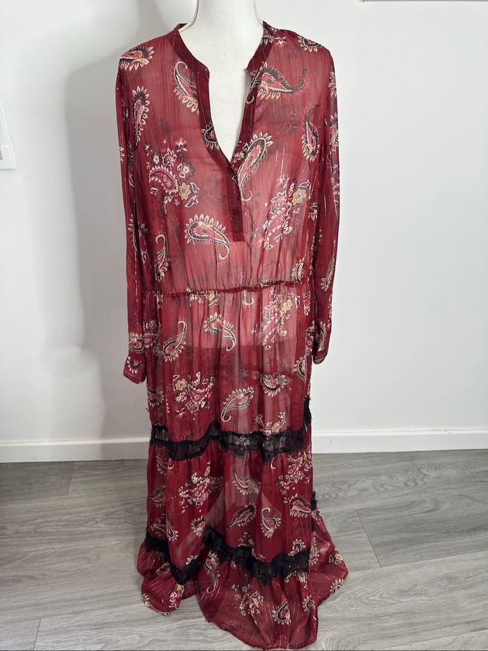 Robe longue paisley bordeaux dorée Bodyflirt T50 5XL