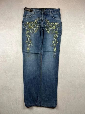 Pantalon Roberto Cavalli motifs fleurs - Luxury Made in Italy Flowers Pants | bleu - XL | #1