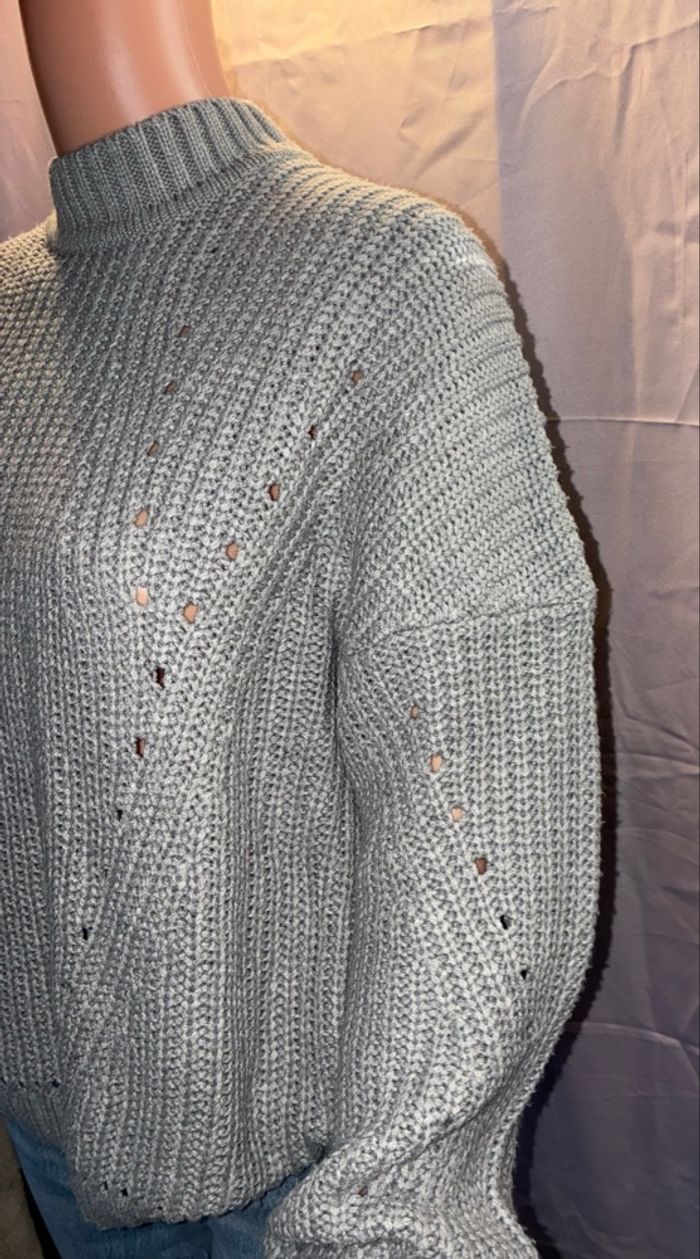 Pull Oversize Gris Chiné Jennyfer - Maille Torsadée & Détaillée - Taille XS - photo numéro 5